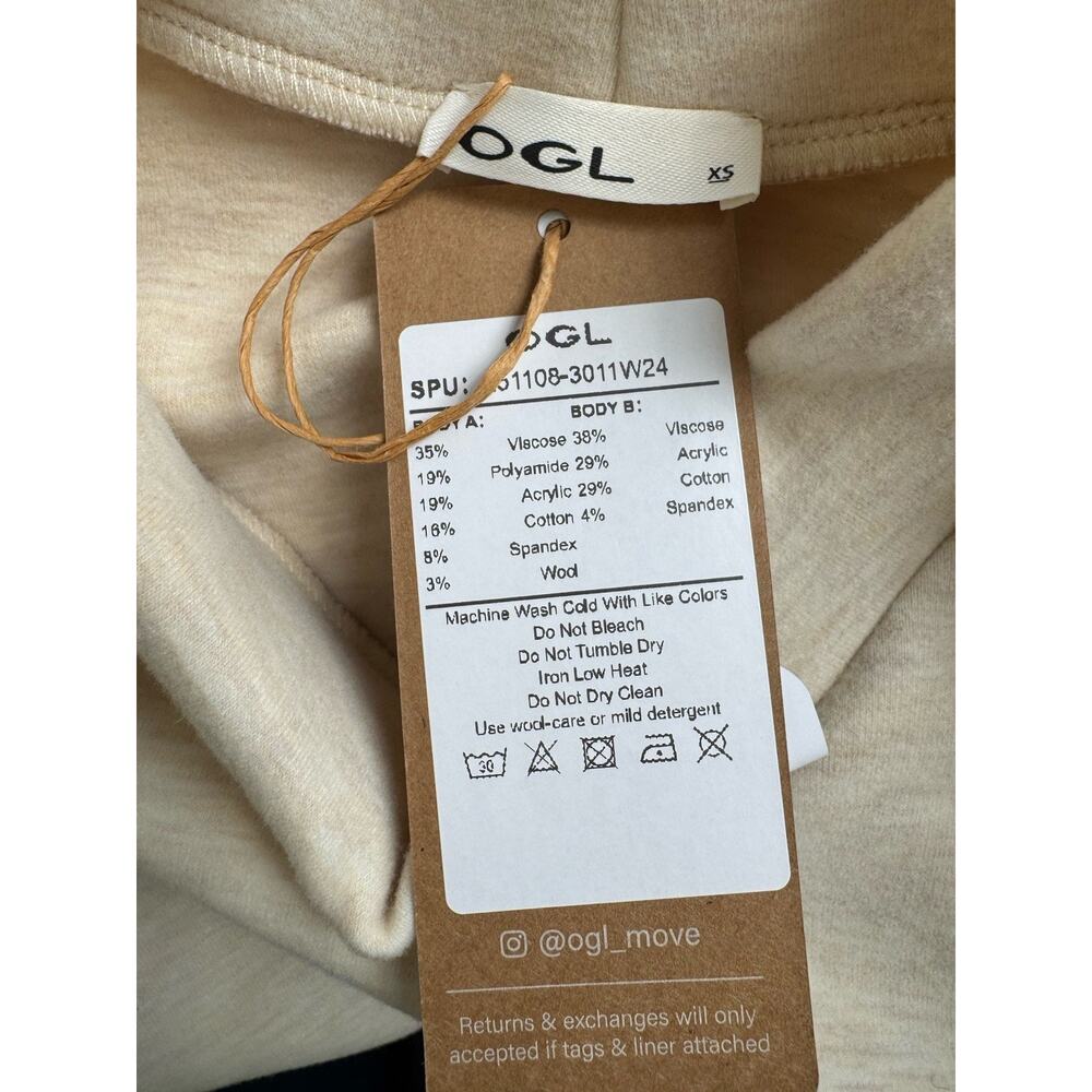 NWT OGL FuzzLuxe Mockneck Sleeve Warmer Top Heather Beige Women’s Size XS - Picture 6 of 6